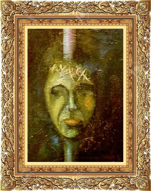 Kopf in Goldrahmen
